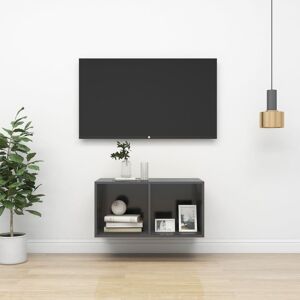 vidaXL væghængt tv-bord 37x37x72 cm konstrueret træ grå