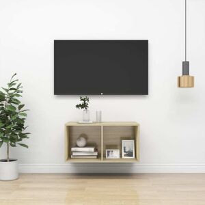 vidaXL væghængt tv-bord 37x37x72 cm konstrueret træ sonoma-eg