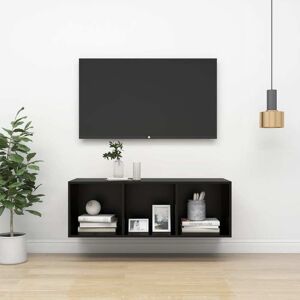 vidaXL væghængt tv-skab 37x37x107cm spånplade sort