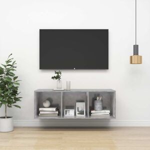 vidaXL væghængt tv-skab 37x37x107cm spånplade betongrå