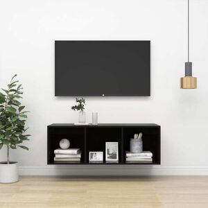 vidaXL væghængt tv-skab 37x37x107cm spånplade sort højglans