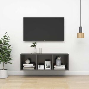 vidaXL væghængt tv-skab 37x37x107cm spånplade grå højglans