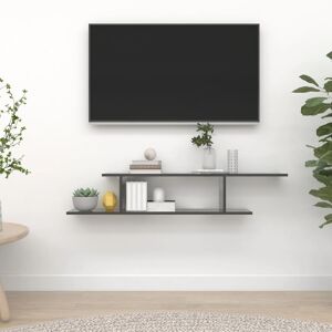 vidaXL væghængt tv-hylde 125x18x23 cm spånplade grå højglans