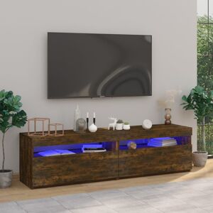 vidaXL tv-borde 2 stk. med LED-lys 75x35x40 cm røget egetræsfarve