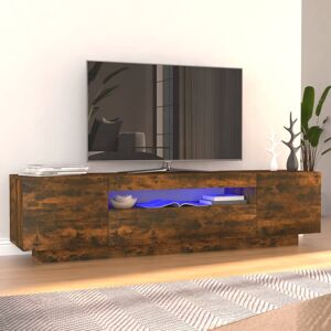 vidaXL tv-bord med LED-lys 160x35x40 cm røget egetræsfarve