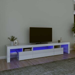 vidaXL tv-skab med LED-lys 215x36,5x40 cm hvid højglans