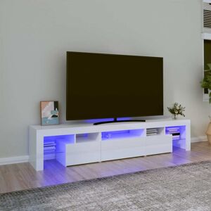 vidaXL tv-skab med LED-lys 200x36,5x40 cm hvid højglans