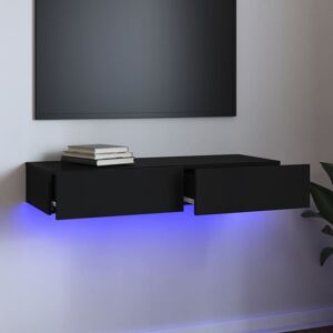 vidaXL tv-skab med LED-lys 90x35x15,5 cm sort