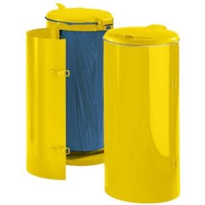 Affaldsbeholdere Ruda, i stål til 120 l sække, én dør, gul, gult plast