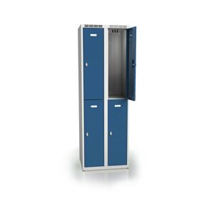 Omklædningsskab Hove, B 300 mm, 2x2 døre, gråt kabinet blå dør
