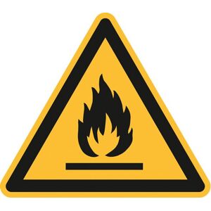 Advarselsskilt, advarsel om brandfare, Ø200 mm, plast, 10-pk