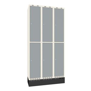 Omklædningsskab Sono-Flex™, 3 halvskabe, grå døre og hvidt kabinet, B