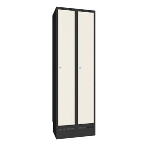 Omklædningsskab Sono-Flex™, 2 helskabe, hvide døre og sort kabinet, Bx