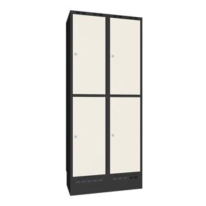Omklædningsskab Sono-Flex™, 2 halvskabe, hvide døre og sort kabinet, B