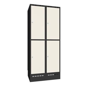 Omklædningsskab Sono-Flex™, 2 halvskabe, hvide døre og sort kabinet, B