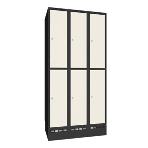 Omklædningsskab Sono-Flex™, 3 halvskabe, hvide døre og sort kabinet, B