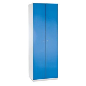 Mandskabsskab, B 600 mm, 4 hylder, 1 garderobesektion, lyseblå døre
