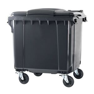 Affaldscontainer PWS 1000 liter, med låg, grå/grå