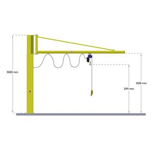 Søjlesvingkran med eltalje Donati, kap 125 kg, arm 2000 mm, inklusiv m