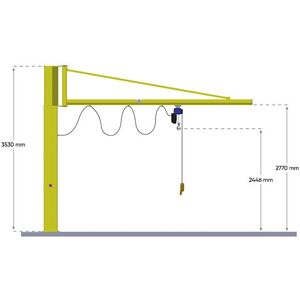 Søjlesvingkran med eltalje Donati, kap 250 kg, arm 6000 mm, inklusiv m