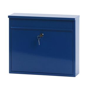 Postkasse med lås, indkast front, 320x360x100 mm, blå