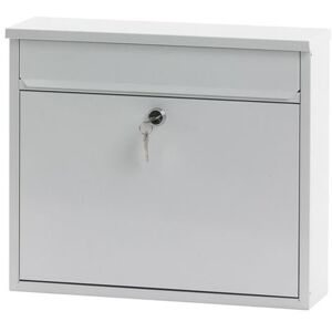 Postkasse med lås, indkast front, 360x100x320 mm, hvid