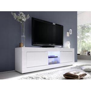 Unique Mueble TV COMETE - LEDs - 2 puertas - Blanco lacado