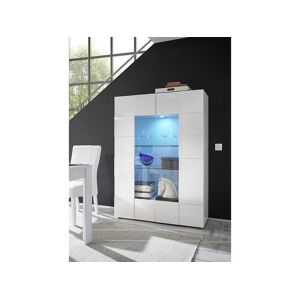 Unique Aparador CALISTO - LEDS 2 PORTES de cristal - Blanco lacado