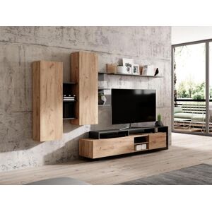 Unique Mueble TV con compartimentos - Color: natural y antracita - IDESIA