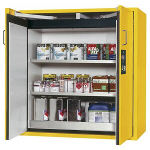 asecos Armario resistente al fuego de tipo 90 para sustancias peligrosas, de 2 puertas, H x A x P exteriores 1298 x 1200 x 615 mm, amarillo, acero inoxidable