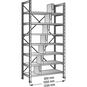 kaiserkraft Estantería ensamblable para archivadores, galvanizada, altura 2640 mm, con 1 solo lado, balda A x P 1000 x 300 mm, estantería básica