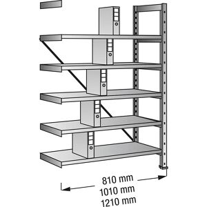 kaiserkraft Estantería ensamblable para archivadores, galvanizada, altura 1920 mm, con 1 solo lado, balda A x P 800 x 300 mm, estantería de ampliación