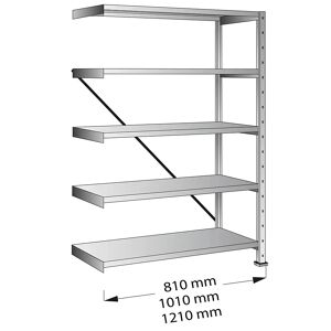 kaiserkraft Estantería ensamblable CLEANA, estantería de ampliación, anchura de balda 1200 mm, 5 baldas, profundidad de balda 400 mm, carga por balda 120 kg