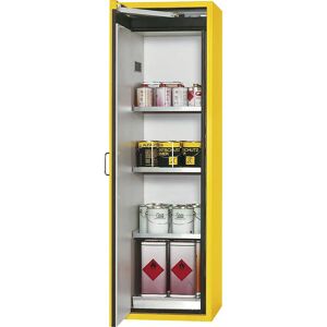 asecos Armario resistente al fuego de tipo 90 para sustancias peligrosas, de 1 puerta, H x A x P exteriores 1968 x 600 x 615 mm, amarillo, acero inoxidable