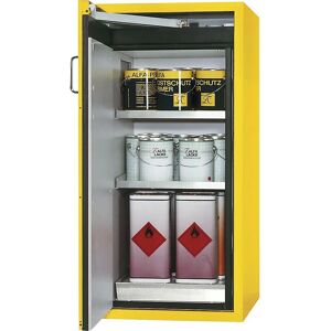 asecos Armario resistente al fuego de tipo 90 para sustancias peligrosas, de 1 puerta, H x A x P exteriores 1298 x 600 x 615 mm, amarillo, acero inoxidable