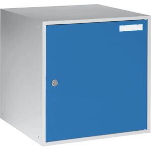 eurokraft basic Casillero bajo llave, H x A x P 450 x 450 x 450 mm, cuerpo en gris luminoso / puertas en azul luminoso