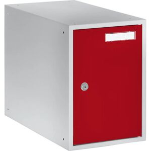 eurokraft basic Casillero bajo llave, H x A x P 350 x 250 x 450 mm, cuerpo en gris luminoso / puertas en rojo vivo