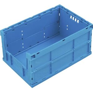 kaiserkraft Caja plegable de polipropileno, capacidad 63 l, azul, cerrado con abertura de extracción frontal