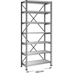 kaiserkraft Estantería ensamblable, galvanizada, 7 baldas, altura 3000 mm, anchura de balda 1000 mm, profundidad 300 mm, estantería básica