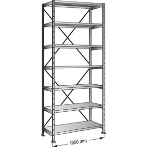 kaiserkraft Estantería ensamblable, galvanizada, 7 baldas, altura 3000 mm, anchura de balda 1000 mm, profundidad 500 mm, estantería básica