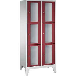 C+P Armario de compartimentos CLASSIC, altura de compartimento 510 mm, con patas, 6 compartimentos de 810 mm de anchura, puerta en rojo rubí