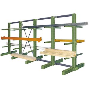 eurokraft pro Estantería completa de brazos voladizos, por ambos lados, altura de postes 2700 mm, longitud 5100 mm, profundidad 2 x 600 mm, gris