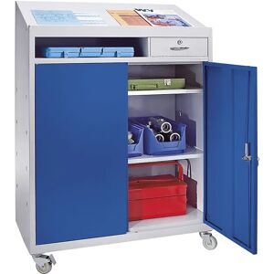 eurokraft basic Armario para herramientas con pupitre, HxAxP 1220x915x457 mm, gris luminoso / azul genciana