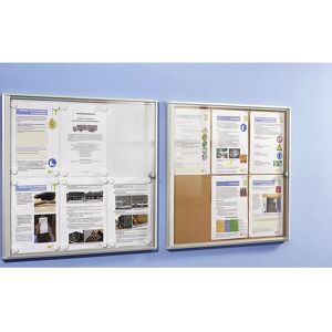 eurokraft basic Vitrina informativa para interiores, pared posterior de corcho, 4 hojas DIN A4, H x A 655 x 491 mm