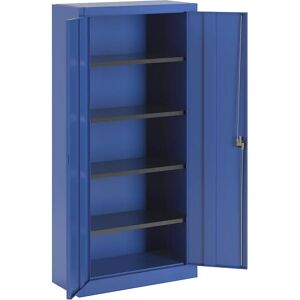 mauser Armario de puertas batientes, H x A exterior 1950 x 950 mm, con 4 baldas, profundidad 420 mm, azul genciana