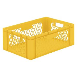 kaiserkraft Recipiente apilable en euroformato, paredes perforadas, fondo cerrado, L x A x H 600 x 400 x 210 mm, amarillo, UE 5 unid.