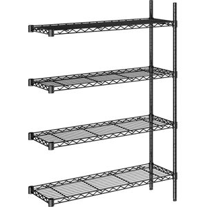 kaiserkraft Estantería de malla de alambre de acero, negra, carga por balda 100 kg, A x P 910 x 360 mm, estantería de ampliación, altura 1370 mm, 4 baldas