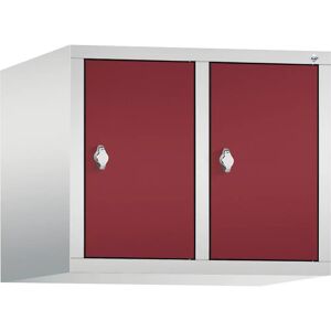 C+P Altillo CLASSIC, 2 compartimentos, anchura de compartimento 300 mm, gris luminoso / rojo rubí