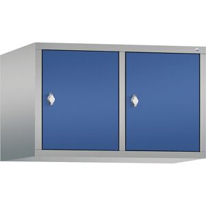 C+P Altillo CLASSIC, 2 compartimentos, anchura de compartimento 400 mm, aluminio blanco / azul genciana
