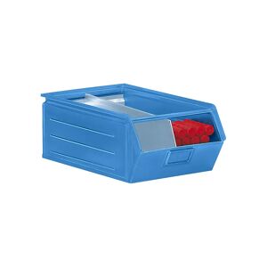 kaiserkraft Caja visualizable de chapa de acero, L x A x H 515 x 310 x 200 mm, con barra portante, azul luminoso, a partir de 10 unid.